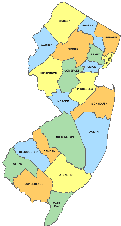 New Jersey County Map | District of New Jersey